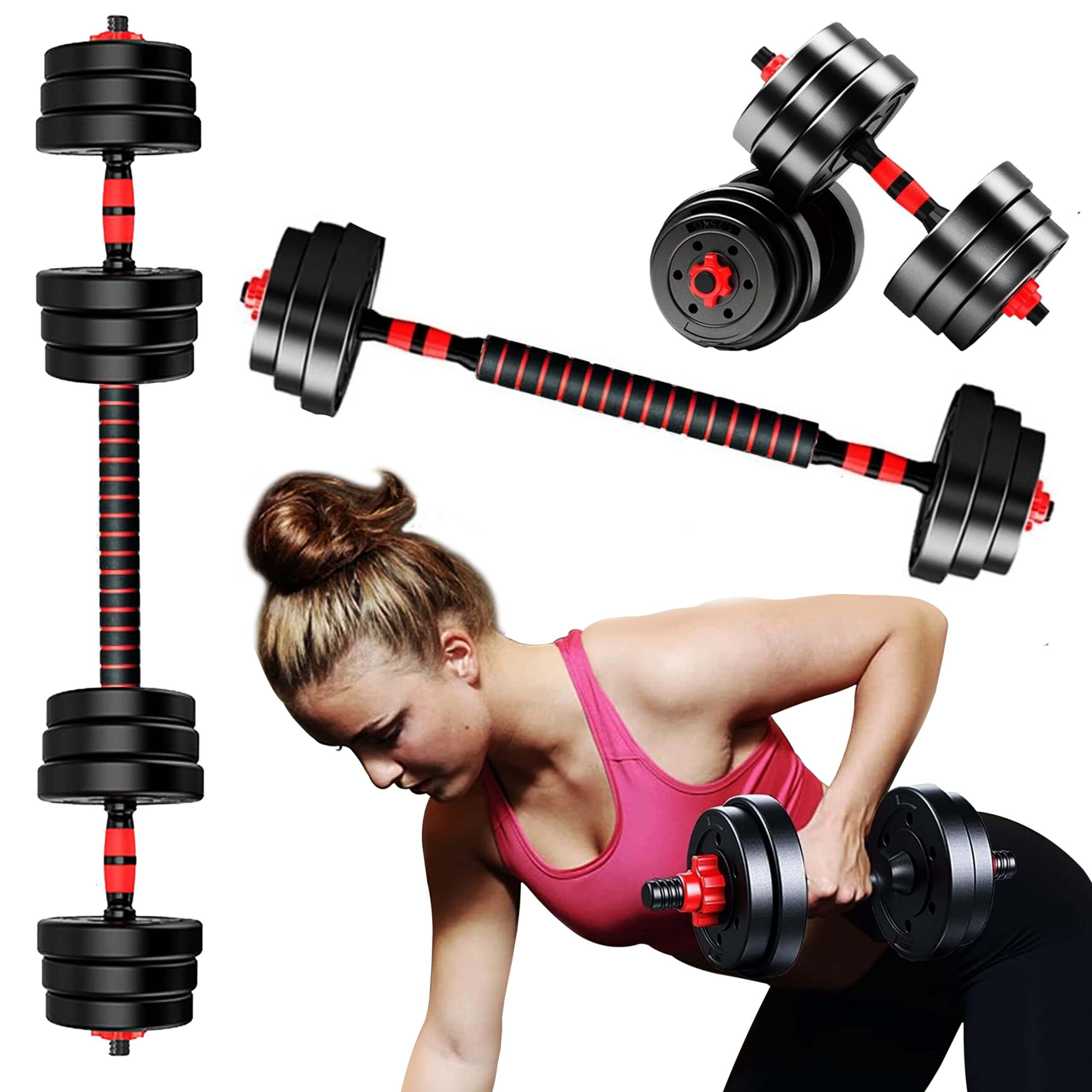 Set de mancuernas ajustables 2 en 1 de PVC y pesas para entrenamiento en casa In Romo Sport
