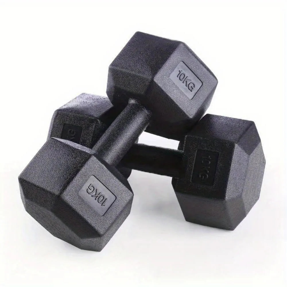 Set de dos mancuernas hexagonales de vinilo InRomo Sport para entrenamiento de fuerza en casa.
