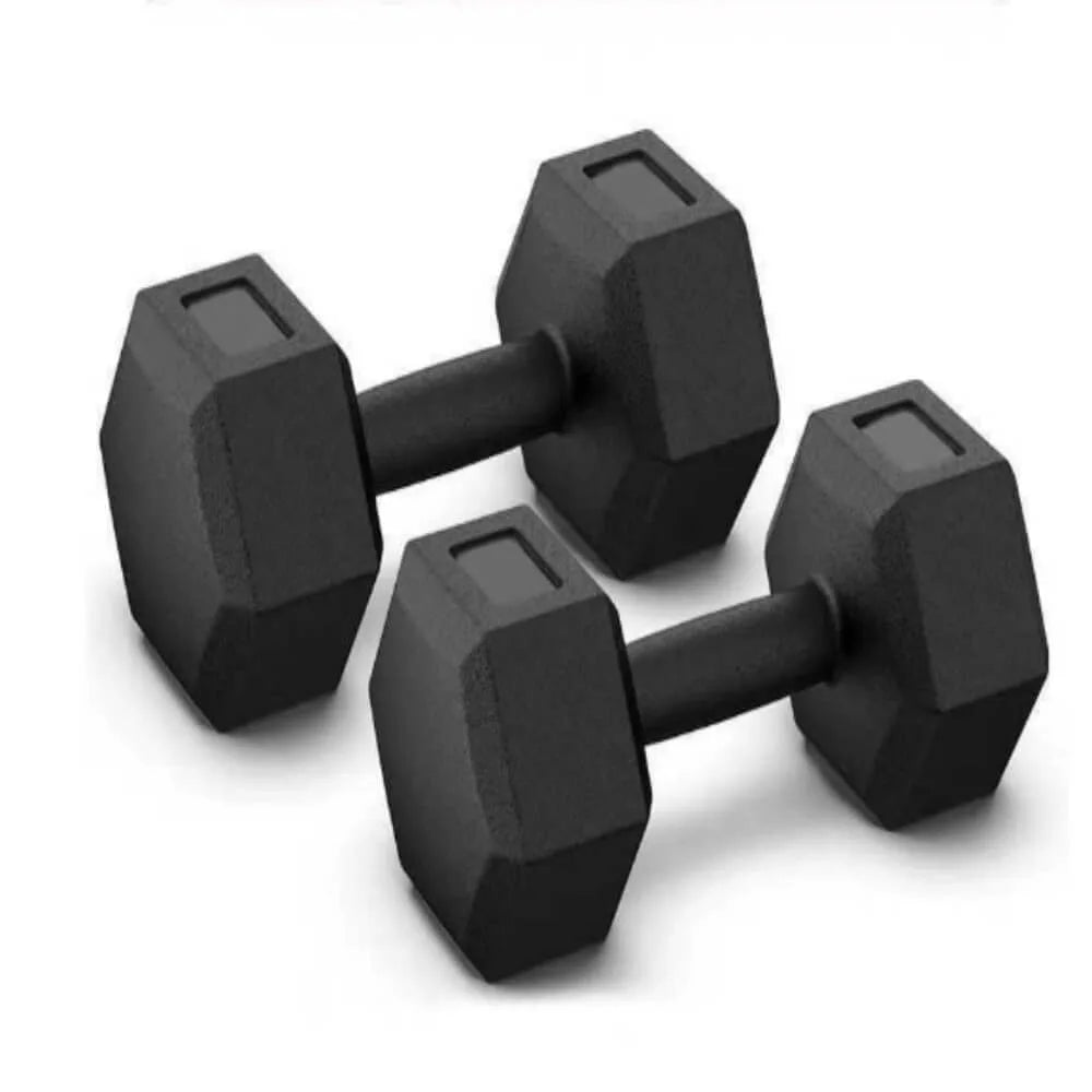 Pareja de mancuernas hexagonales recubiertas de vinilo negro InRomo Sport disponibles de 2kg a 10kg