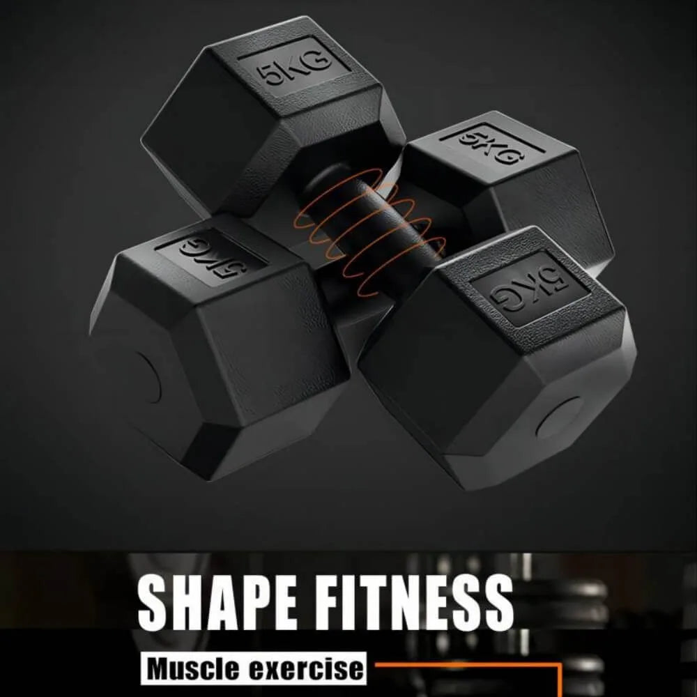 Pareja de mancuernas hexagonales recubiertas de vinilo negro InRomo Sport disponibles de 2kg a 10kg