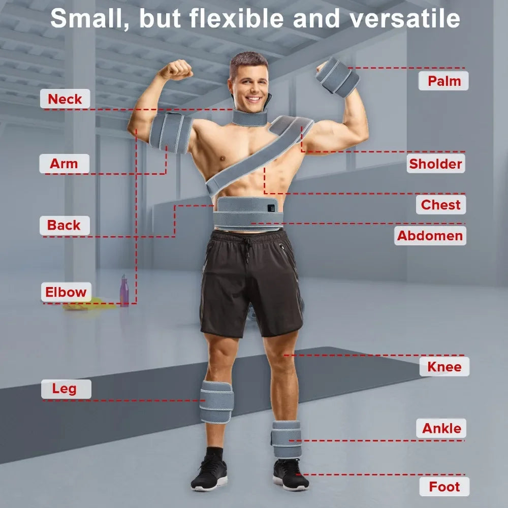 Sistema modular de fototerapia InRomo: bandas ajustables con luz roja e infrarroja para recuperación articular y muscular.