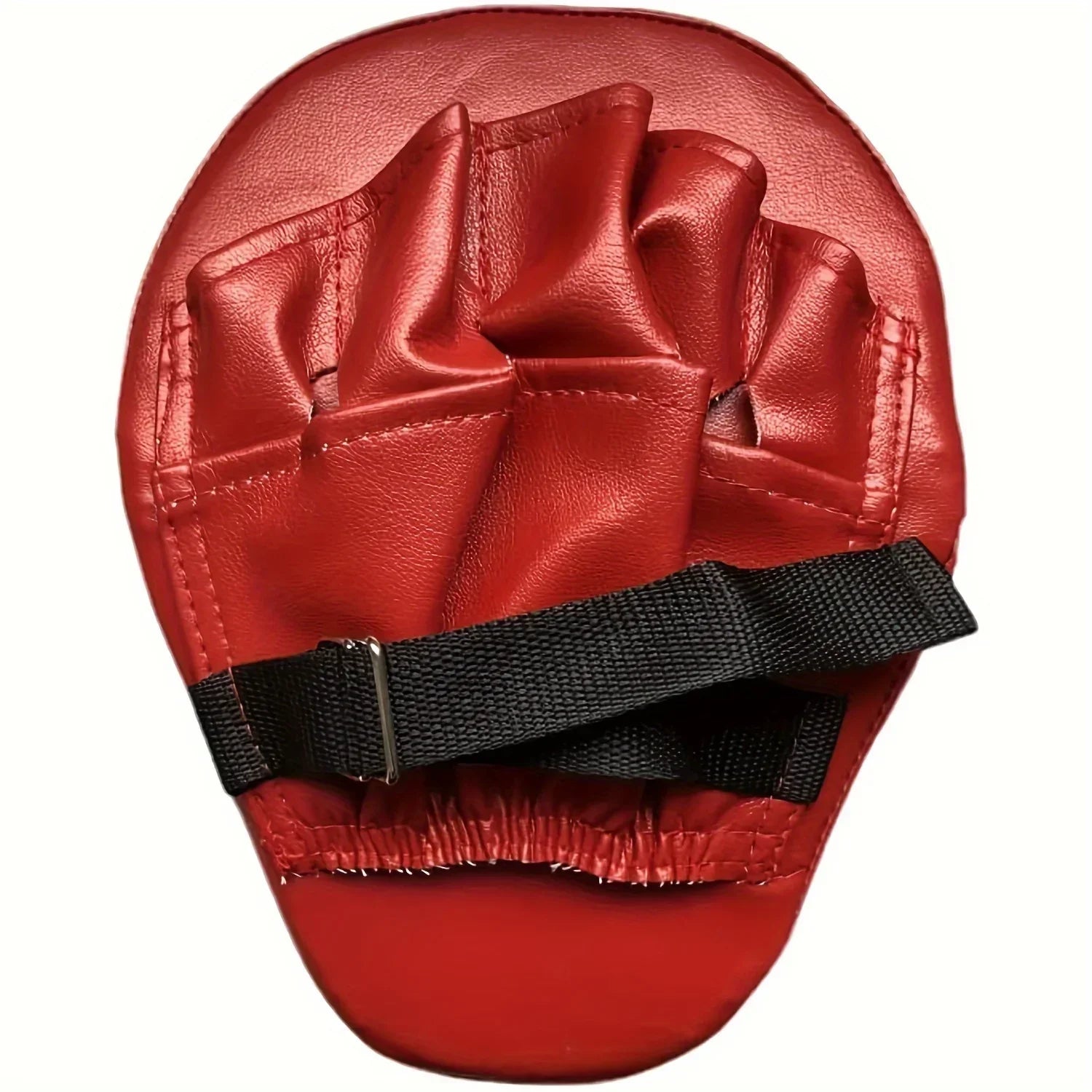 Manopla de cuero roja para entrenamiento de boxeo con correa negra ajustable